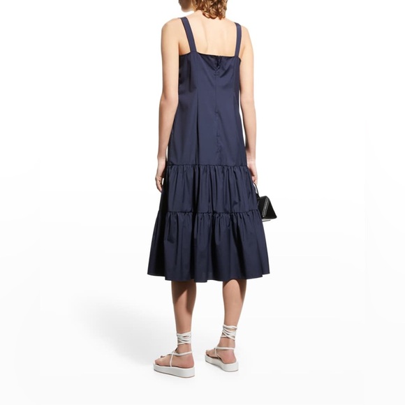 Jason Wu Navy Blue Tiered Floral-Embellished Midi Dress | Size 0 - Picture 2 of 11